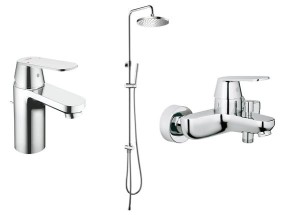 Grohe Eurosmart Cosmopolitan  bateria umywalkowa + wannowa + deszczownica 
