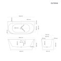 Oltens Hulda wanna wolnostojąca 160x75 cm przyścienna biały połysk 12020000 tech.