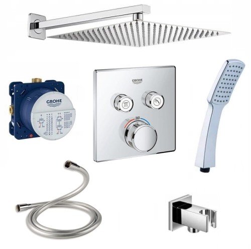 Grohe set. Grohtherm Smart Control SmartBox Point Square deszczownica Kvadro