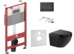 Tece stelaż wc 5w1 + wsporniki montażowe + przycisk + Aquaform Soller Rimless 49 miska wc wisząca bezrantowa z deską sedesową SLIM wolnoopadającą , kolor CZARNY MAT !