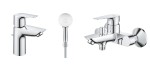 Grohe BauEdge Tempesta 110 zestaw bateria umywalkowa stojąca + bateria wannowa + zestaw prysznicowym punktowy , 2 strumienie 