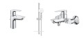 Grohe Bauedge bateria umywalkowa 23328001 + wannowa 23604001 + Tempesta 110 zestaw prysznicowy 27926003