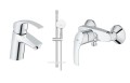 Grohe Eurosmart bateria umywalkowa 33265002 + prysznicowa 33555002 + Tempesta 110 zestaw prysznicowy 27926003