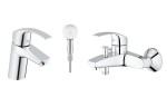 Grohe Eurosmart Tempesta 110 zestaw bateria umywalkowa stojąca + bateria wannowa + zestaw prysznicowym punktowy , 2 strumienie