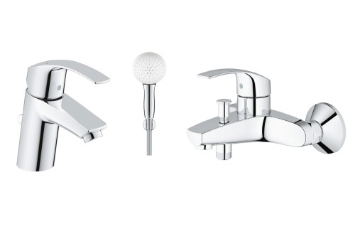 Grohe Eurosmart bateria umywalkowa 33265002 + wannowa 33300002+ Tempesta 110 zestaw prysznicowy 27799003