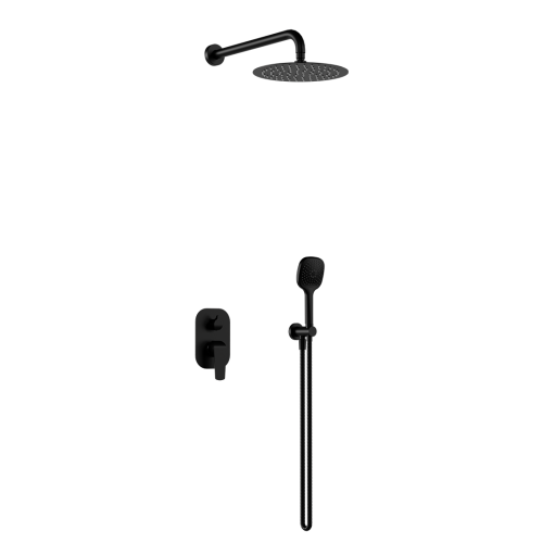 Excellent Clever 2.0 zestaw wannowo-prysznicowy podtynkowy z deszczownicą 25 cm 2 funkcyjny czarny soft AREX.SET.4145BS