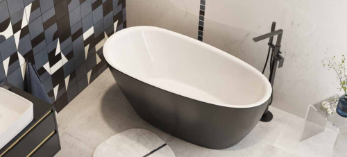 Excellent Olia 2.0 wanna wolnostojąca biały połysk - czarny mat 160x75 WAEX.OLI2.16WHBLM