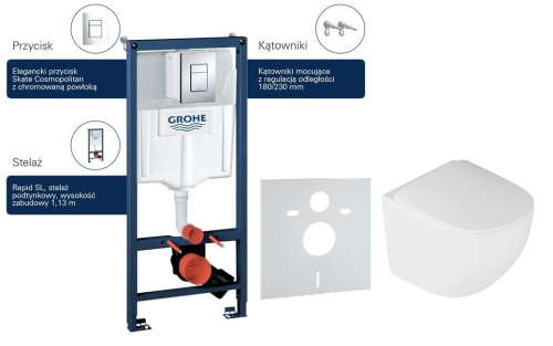 Grohe Rapid SL Cosmopolitan 3w1 chrom Excellent miska Luqa deska wolnoopadająca biała