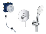 Grohe Essence New Rapido SmartBox bateria wannowa podtynkowa + Tempesta 110  + syfon Hover z napełnianiem wanny i korek Click -Clack