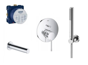 Grohe Essence New Rapido SmartBox bateria wannowa podtynkowa + Pi zestaw prysznicowy + Pi wylewka wannowa 