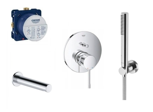 Grohe Essence NEW Ropido SmartBox bateria wannowa + Pi zestaw prysznicowy + Pi wylewka wannowa