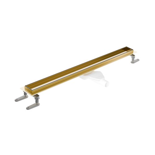 Excellent Stilio odpływ liniowy z kołnierzem ruszt do wypełnienia płytką , złoty połysk INEX.1515. P.GL