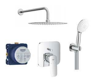 GROHE bateria Cubeo + Rapido SmartBox + Tempesta 110 - 2 jet , podtynkowy zestaw prysznicowy z deszczownicą Slim okrągła 30 cm , kolor chrom 