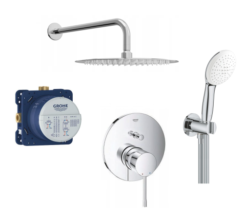 GROHE Essence Rapido SmartBox podtynkowy zestaw prysznicowy z deszczownicą Okrągłą rączka Tempesta 110 chrom + 3560000 + 24058001