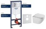 Grohe Rapid SL 5w1 Arena Cosmopolitan stelaż wc + wsporniki + Aquaform Soller miska wc 49,5 cm z deską Slim w/o + mata , kolor biały