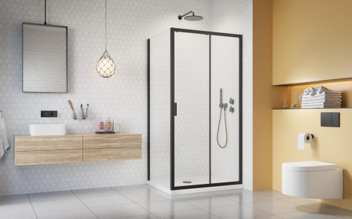 Radaway Alienta Black DWJ S kabina asymetryczna drzwi przesuwne