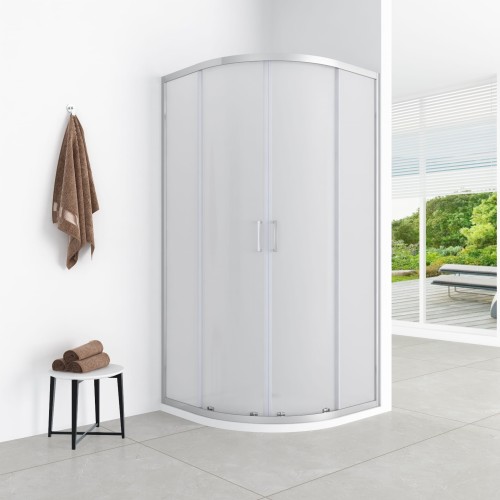 AQUAFORM AZUL KABINA PÓŁOKRĄGŁA 80 lub 90 h-185 CHROM, SZKŁO MROŻONE FABRIC 5MM EASY CLEAN