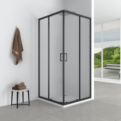 AQUAFORM AZUL KABINA KWADRATOWA 80 lub 90 h-185 BLACK MATT, SZKŁO CZYSTE 5MM EASY CLEAN