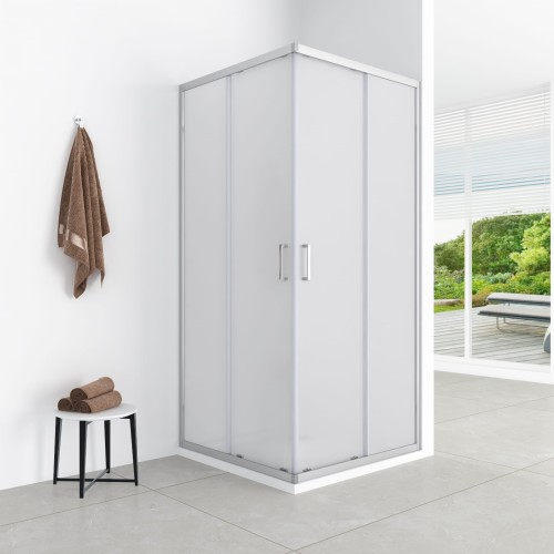 AQUAFORM AZUL KABINA KWADRATOWA 80 lub 90 h-185 CHROM, SZKŁO MROŻONE FABRIC 5MM EASY CLEAN