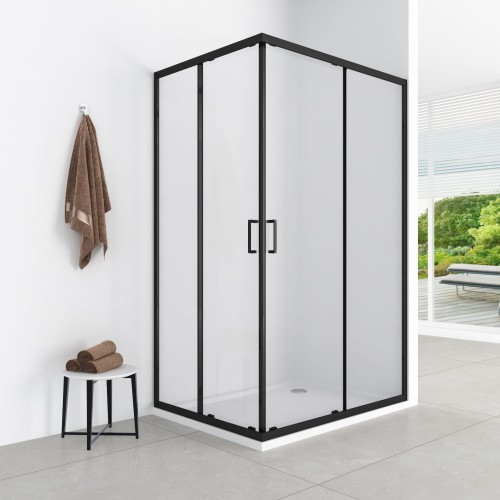 AQUAFORM AZUL KABINA PROSTOKĄTNA 100x80 h-185 BLACK MATT, SZKŁO CZYSTE 5MM EASY CLEAN