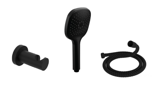 Excellent Auris słuchawka prysznicowa 3 funkcyjna czarny mat z uchwytem i wężem SET AREX.SH.100BL