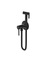 EMPORIA FLY Zestaw bidetta ścienna z przyłączem kątowym wężem i uchwytem na słuchawkę czarny mat 03021BM