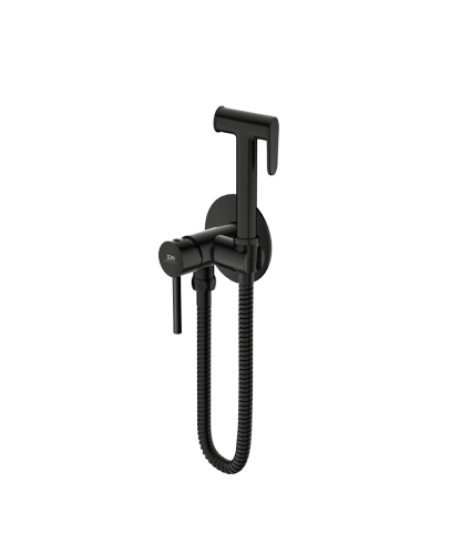 EMPORIA FLY Zestaw bidetta ścienna z przyłączem kątowym wężem i uchwytem na słuchawkę czarny mat 03021BM