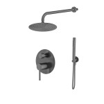 Emporia FLY bateria prysznicowa podtynkowa 2 funkcyjna z deszczownicą okrągłą 25 cm , kolor gun metal