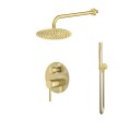 Emporia FLY zestaw prysznicowy podtynkowy z ramieniem i deszczownicą okrągłą fi 25 złoty szczotkowany ZESTAW-FLY-15-GN