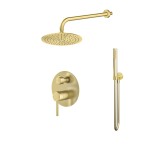 Emporia FLY bateria prysznicowa podtynkowa 2 funkcyjna z deszczownicą okrągłą 25 cm , kolor złoty szczotkowany