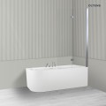 Oltens Hulda Sela zestaw wanna wolnostojąca narożna akrylowa prawa biała z parawanem nawannowym 115 cm 2-częściowy chrom