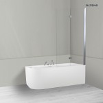 Oltens Hulda Sela zestaw wanna wolnostojąca narożna 160x75 cm akrylowa prawa biała z parawanem nawannowym 115 cm 2-częściowy chrom 