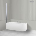 Oltens Hulda Sela zestaw wanna wolnostojąca narożna akrylowa lewa biała z parawanem nawannowym 115 cm 2-częściowy chrom