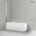 Oltens Hulda Sela zestaw wanna wolnostojąca narożna akrylowa lewa biała z parawanem nawannowym 115 cm 2-częściowy chrom