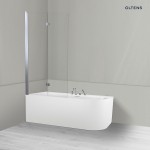 Oltens Hulda Sela zestaw wanna wolnostojąca narożna 170x80 cm akrylowa lewa biała z parawanem nawannowym 115 cm 2-częściowy chrom 