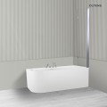 Oltens Hulda Sela zestaw wanna wolnostojąca narożna akrylowa prawa biała z parawanem nawannowym 115 cm 2-częściowy chrom
