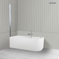 Oltens Delva Sela zestaw wanna wolnostojąca narożna akrylowa lewa biała z parawanem nawannowym 115 cm 2-częściowy chrom