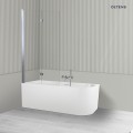 Oltens Delva Sela zestaw wanna wolnostojąca narożna akrylowa lewa biała z parawanem nawannowym 115 cm 2-częściowy chrom