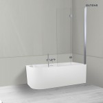 Oltens Delva Sela zestaw wanna wolnostojąca narożna 170x80 cm akrylowa prawa biała z parawanem nawannowym 115 cm 2-częściowy chrom 