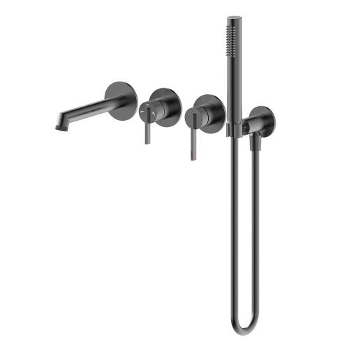 Emporia ORI bateria wannowa podtynkowa 4-otworowa z boxem i zestawem prysznicowym gun metal 08032BN
