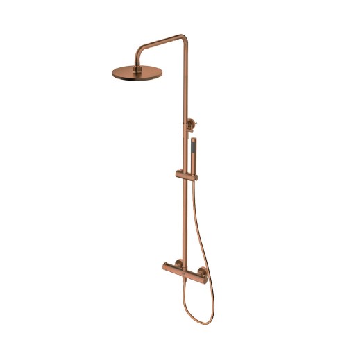 Emporia FLY Kolumna prysznicowa 2-funkcyjna z baterią termostatyczną zestawem natryskowym i deszczownicą fi 25 cm miedziany szczotkowany 0401202BRG