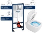 Grohe Rapid SL 3w1 Cosmopolitan stelaż + Ness Flash-Rim miska wc bezkołnierzowa i deska w/o