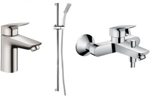 HANSGROHE Logis Set Square bateria do umywalki + wanny + prysznic 