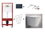 Tece Base stelaż wc i przycisk czarny mat + miska wc Excellent Joker bezkołnierzowa 47cm z deską Slim w/o 