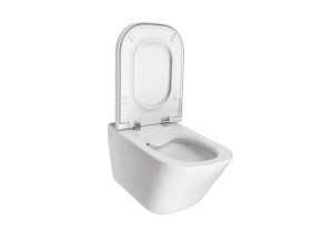 Roca Gap Square Rimless miska wc podwieszana SUPRAGLAZE® , kolor biały połysk