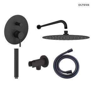 Oltens zestaw Molle bateria podtynkowa z deszczownicą 30 cm Vindel i kompletem prysznicowym Ume , kolor czarny mat