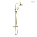 Oltens Atran zestaw prysznicowy termostatyczny z deszczownicą złoty