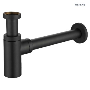 Oltens Hervik syfon umywalkowy mosiężny okrągły , kolor czarny mat