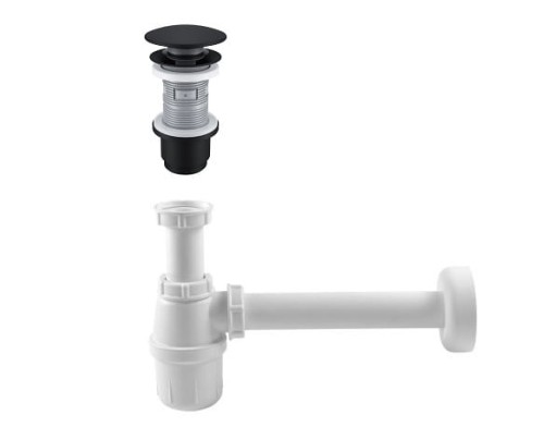 Syfon PVC + korek czarny