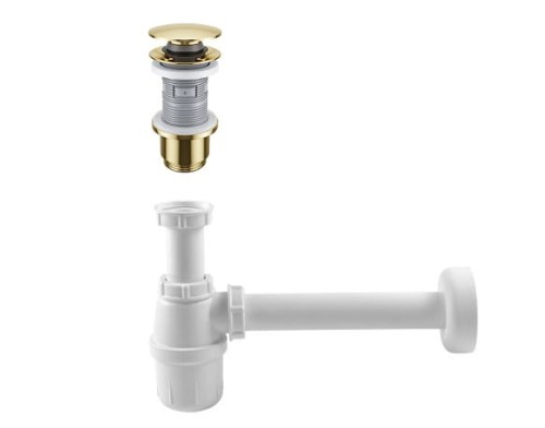 Syfon PVC + korek złoty połysk